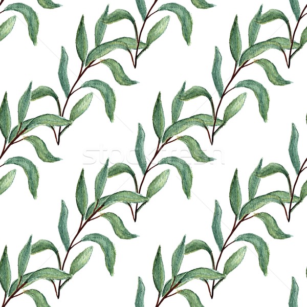 Watercolor tree branch seamless pattern. Stock photo © mcherevan