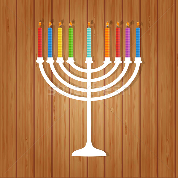 Vector illustration of hanukkah, jewish holiday. Hanukkah menora with  candles. Stock photo © mcherevan