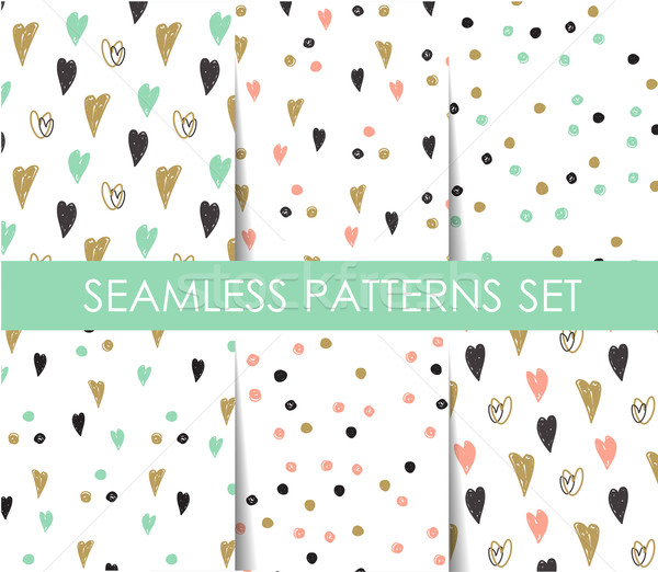 Set seamless pattern with hearts. Valentines Day background Stock photo © mcherevan