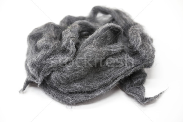 Gray piece of Australian sheep wool Merino breed close-up on a white background Stock photo © mcherevan