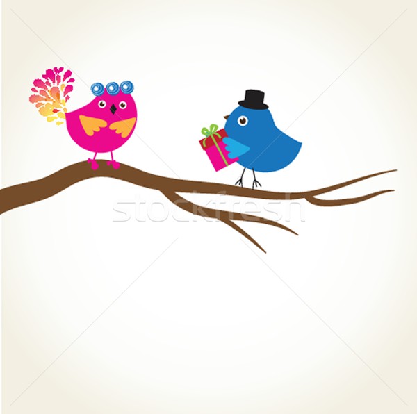 Birds couple in love. Vector illustration Stock photo © mcherevan