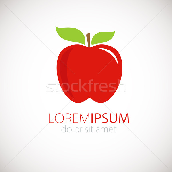 Red apple with two green leaves logo design template. Vector logotype, icon, sign design. Stock photo © mcherevan