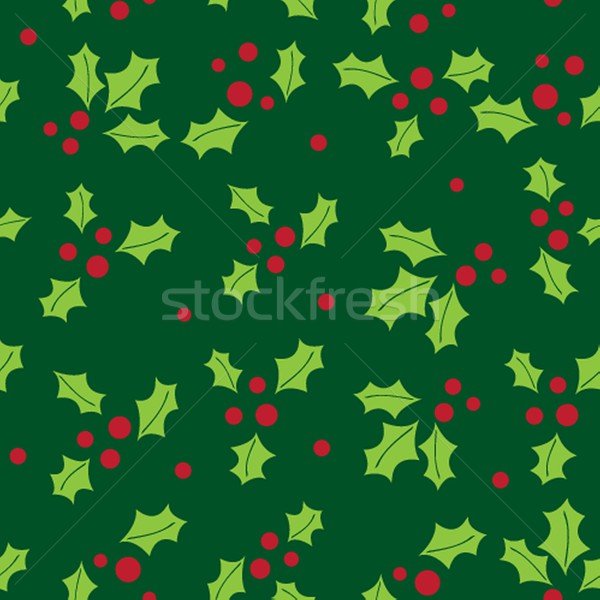 Foto stock: Natal · baga · folhas · escuro · verde · natureza