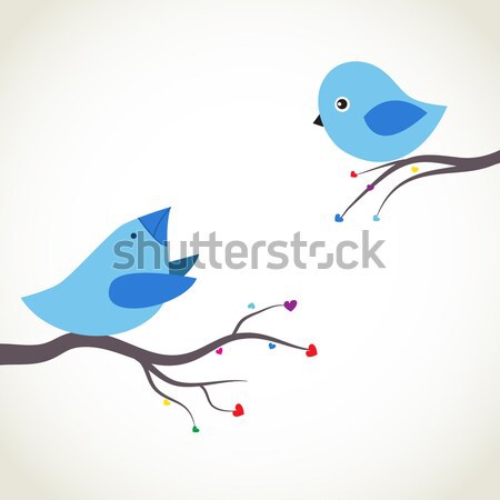 Birds in love. Vector illustration. Stock photo © mcherevan
