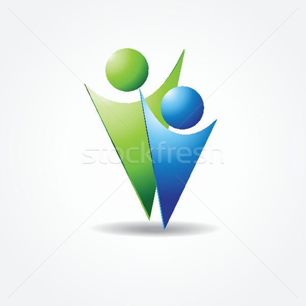 Vektor Symbol zwei Personen blau grünen Farben Stock foto © mcherevan