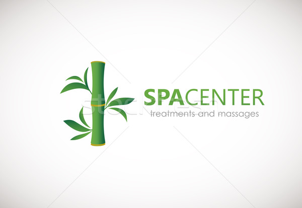 Stock photo: Green bamboo logo sign. Vector logotype design  for spa, massage, beauty salon and health clinic