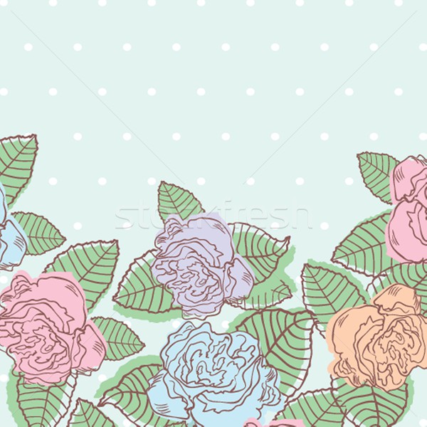 Multicolored Pastel Roses On Blue Polka Dot Background Vector Illustration C Mcherevan 4687049 Stockfresh Polka dots wallpaper | via tumblr on we heart it. multicolored pastel roses on blue polka
