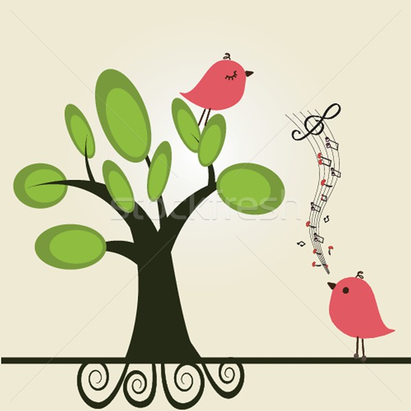 Vector cute floral spring birds illustration Stock photo © mcherevan