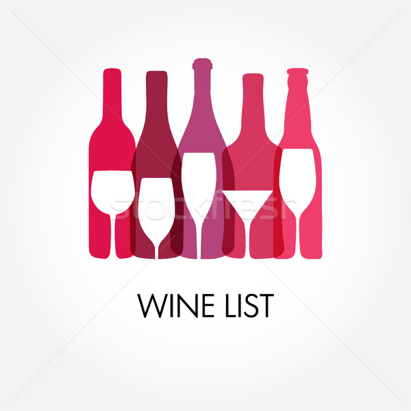 Wine list design templates with different wine bottles Stock photo © mcherevan