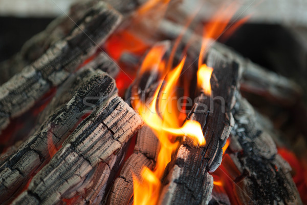 Beautiful fire with flames charred wood Stock photo © mcherevan