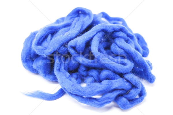 Navy blue piece of Australian sheep wool Merino breed close-up on a white background Stock photo © mcherevan