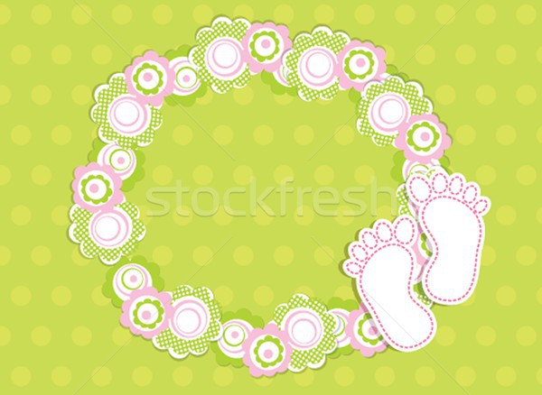 Stock photo: Vintage baby girl arrival announcement card.