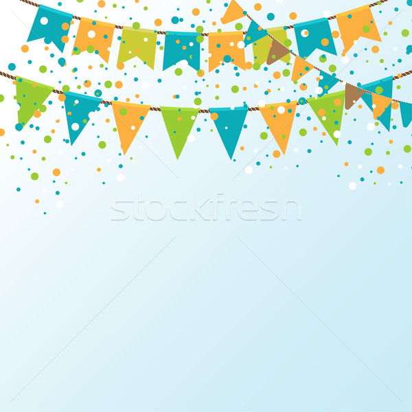 Vector illustration  of Blue sky with colorful flags Stock photo © mcherevan