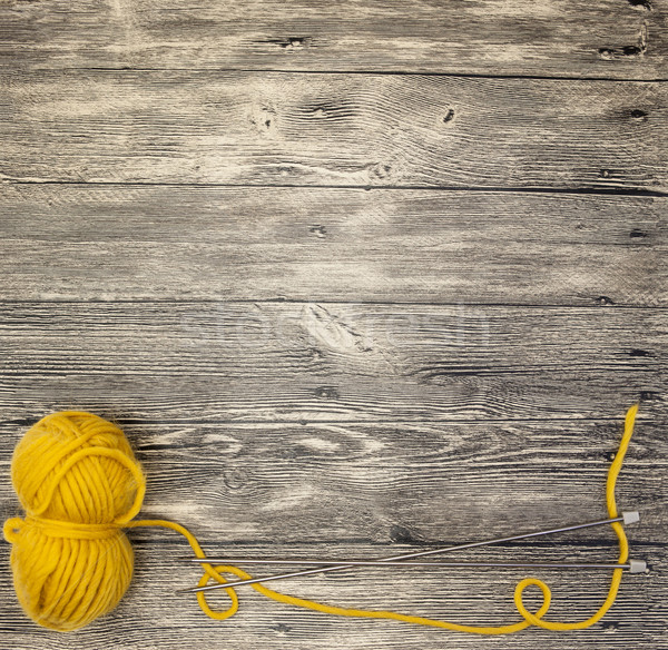 Excellent mocap  with a ball of wool thread  on a wooden background Stock photo © mcherevan