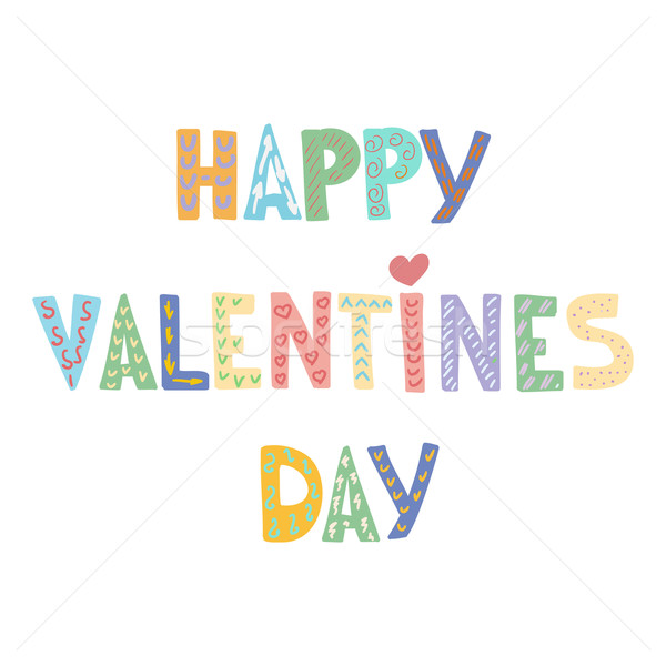 Cartoon letters on white background. Valentine`s card. Love greeting or invitation card desig Stock photo © mcherevan