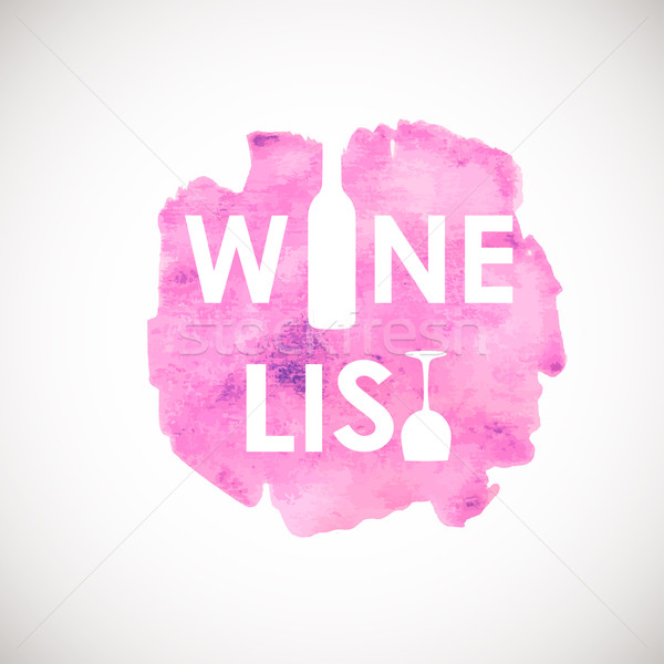 A watercolour banner with a bright spot and words 'Wine List' written in calligraphy, scalable vecto Stock photo © mcherevan