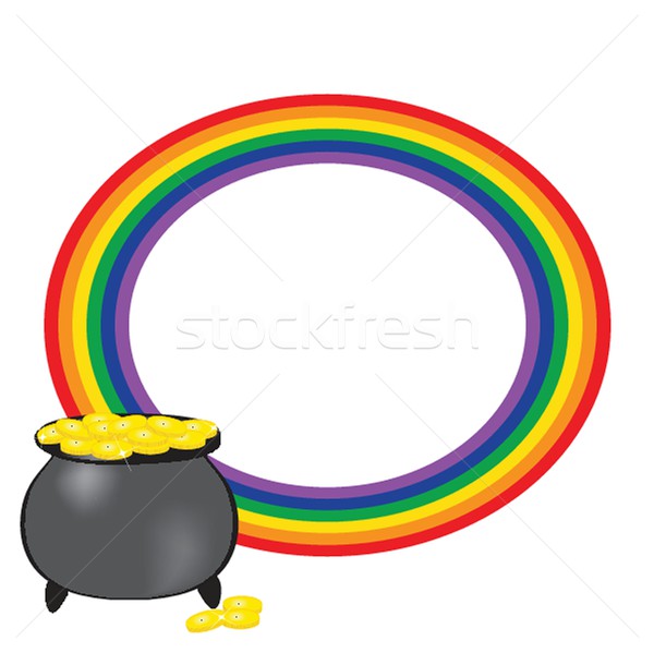 Black vector pot of leprechauns gold with lucky clovers Stock photo © mcherevan