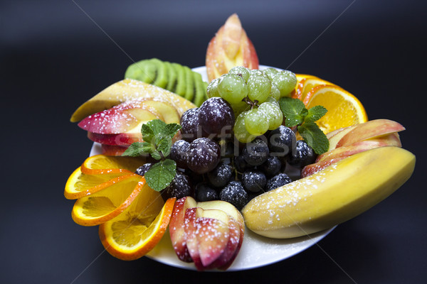 Prato fresco frutas férias banana uvas Foto stock © mcherevan
