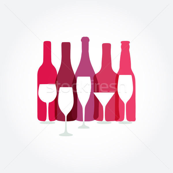 Wine list design templates with different wine bottles Stock photo © mcherevan