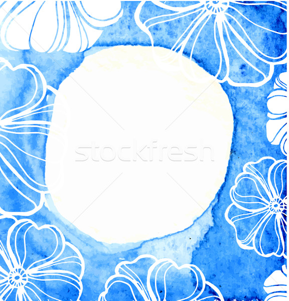 Foto stock: Resumen · azul · marco · acuarela · papel