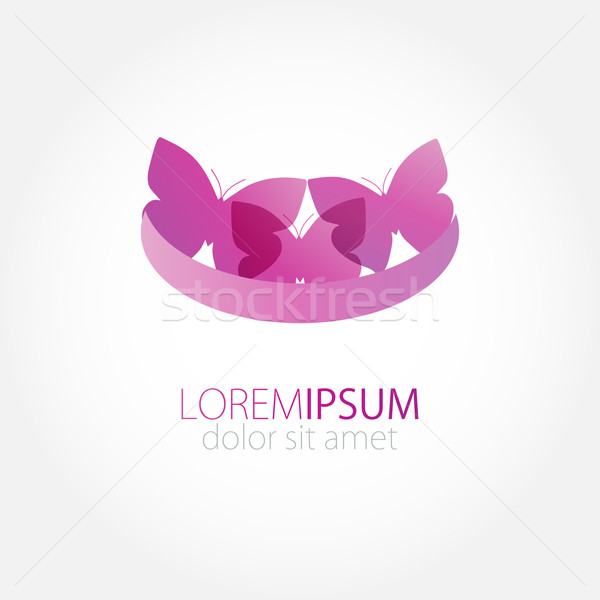 Vlinder logo drie violet roze kleuren Stockfoto © mcherevan