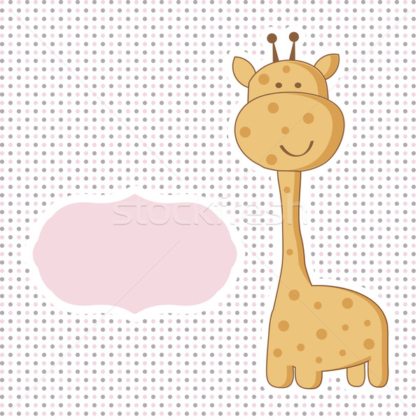 Menina chegada cartão bonitinho girafa Foto stock © mcherevan