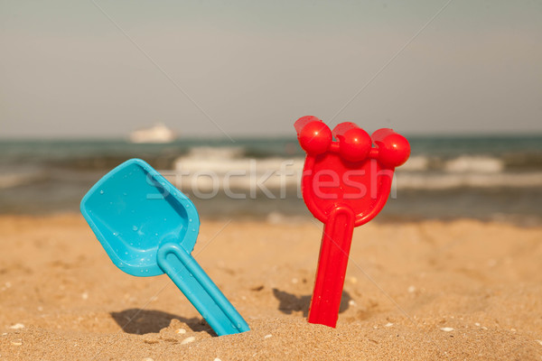 Sabbia giocattoli spiaggia lago Balaton estate Foto d'archivio © mcherevan