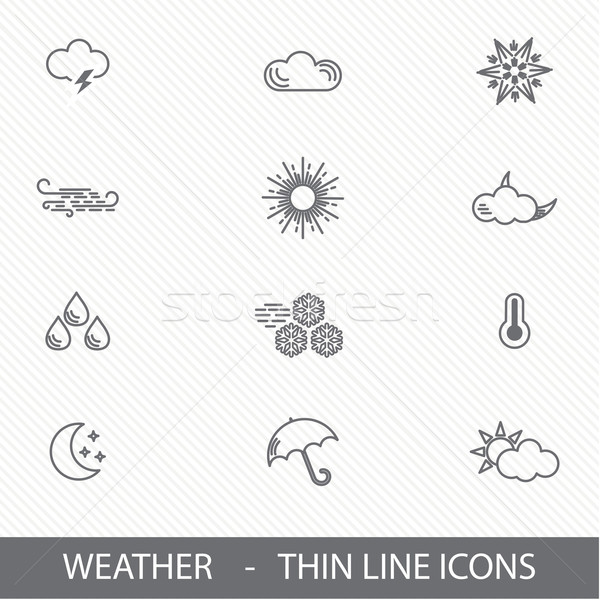 Thin Line Stroke Weather Icons Stock photo © mcherevan