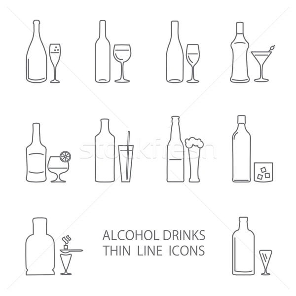 alcohol beverage icons set Stock photo © mcherevan