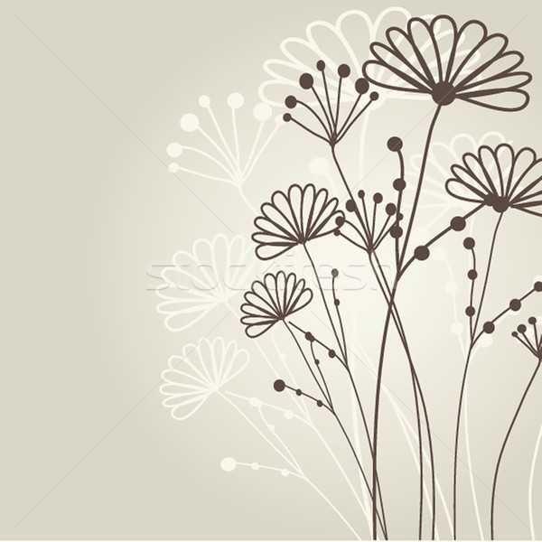 Klasszikus kártya kézzel rajzolt virágok üdvözlőlap papír Stock fotó © mcherevan