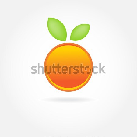 Stock foto: Orange · Früchte · green · leaf · logo-Design · Vektor · Symbol · Design