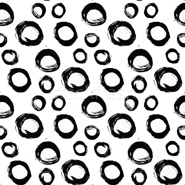 Seamless ink brush painted pattern with black circles.  Stock photo © mcherevan