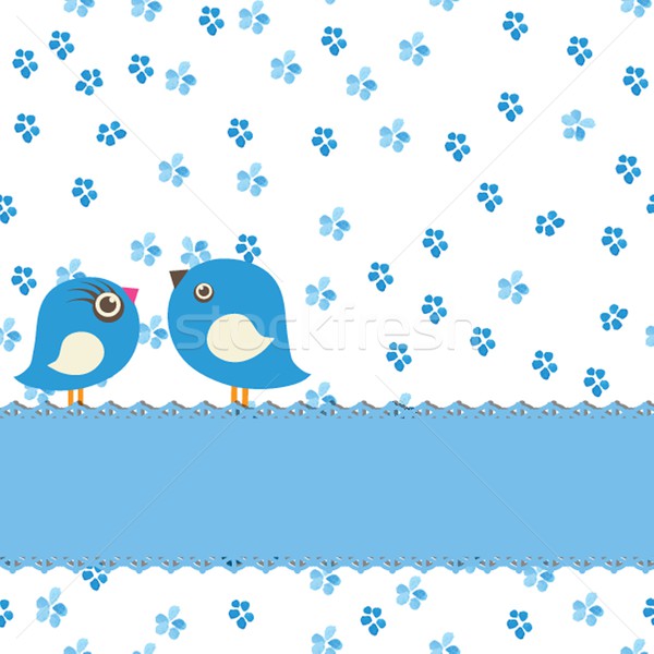 Greeting card with two cute birds on painting seamless background Stock photo © mcherevan