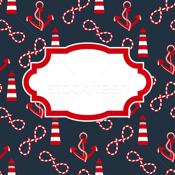 Vector seamless pattern with sea elements: lighthouses, ships, anchors. Can be used for wallpapers,  Stock photo © mcherevan