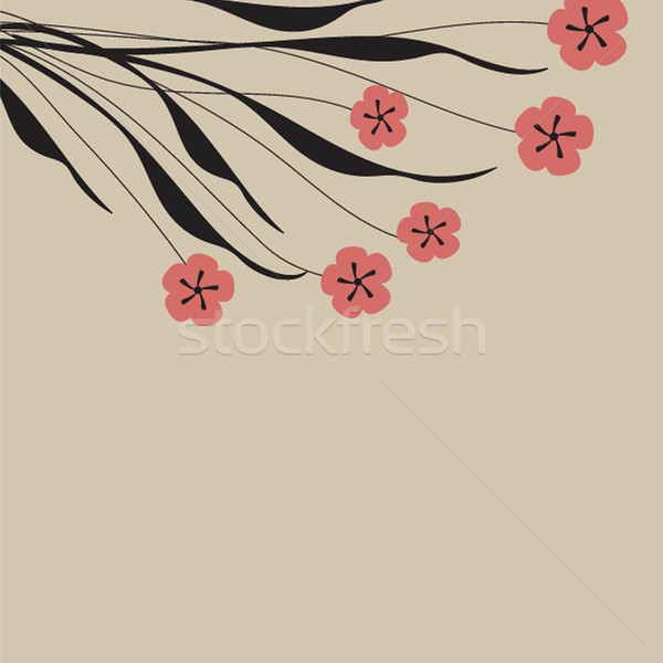 Klasszikus kártya kézzel rajzolt virágok üdvözlőlap papír Stock fotó © mcherevan