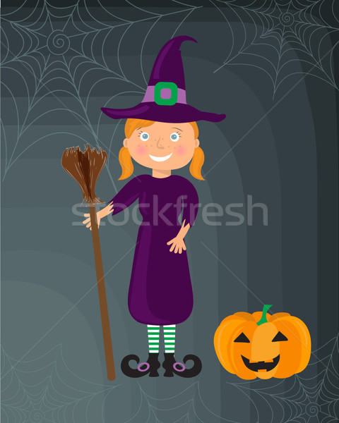 Little witch, girl in a halloween costume Stock photo © mcherevan