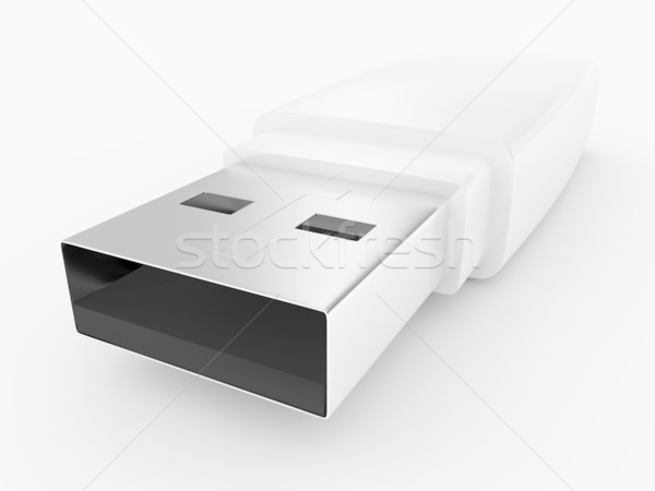 Usb hacer unidad de memoria flash perspectiva blanco pluma Foto stock © Mcklog