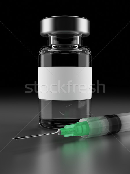 Equipamentos médicos garrafa seringa agulha superfície metálica fundo Foto stock © Mcklog