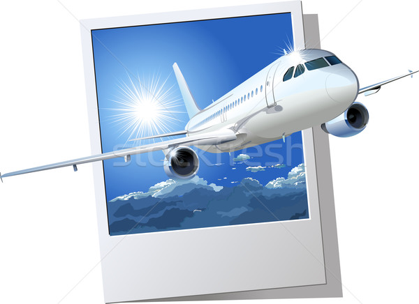 Kereskedelmi repülőgép üzlet égbolt film kék Stock fotó © mechanik