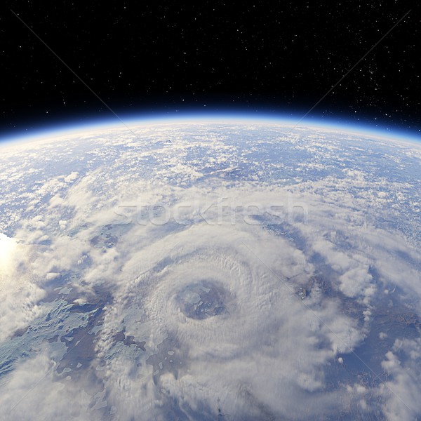 Sturm Zyklon Ansicht Erde Orbit 3d render Stock foto © mechanik