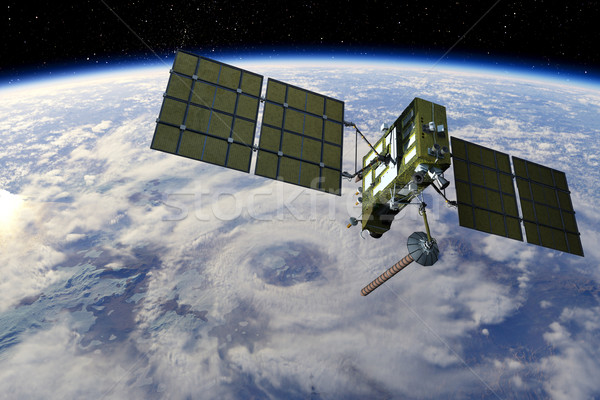 Moderne navigatie satelliet wolken aarde ruimte Stockfoto © mechanik