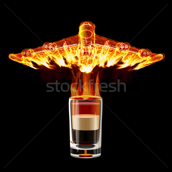 Coup cocktail feu verre fond avion [[stock_photo]] © mechanik