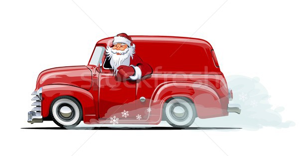Cartoon retro Christmas van Stock photo © mechanik