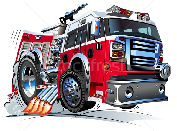 Stock foto: Karikatur · Feuerwehrauto · Vektor · eps10 · Gruppen · Schichten
