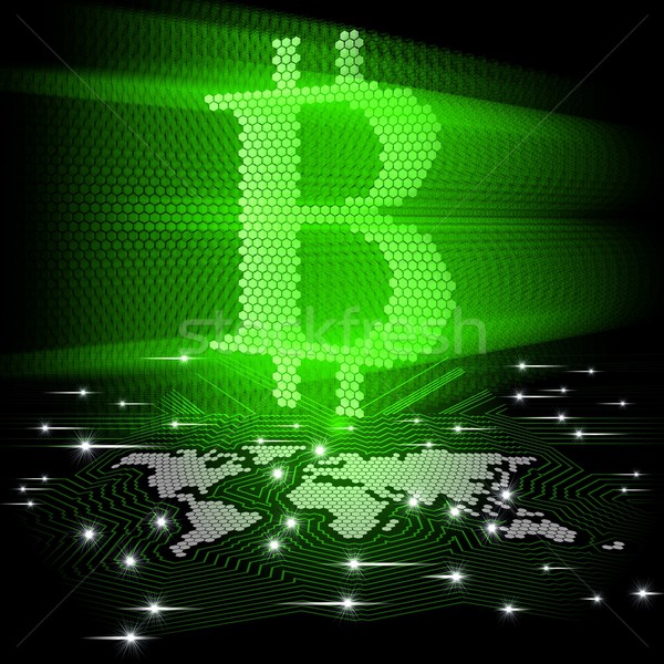 Bitcoin transakcja komórkowej sieci Pokaż Internetu Zdjęcia stock © mechanik