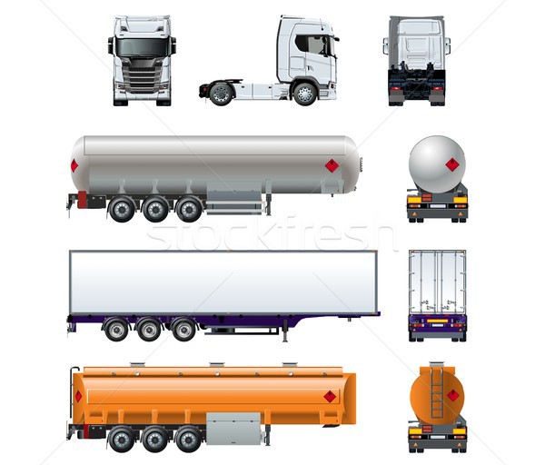 Vector realistic semi truck mockup set isolated on white Stock photo © mechanik