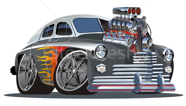 Desenhos animados do motor do hot rod do carro do músculo do arrasto de V8  arrasto