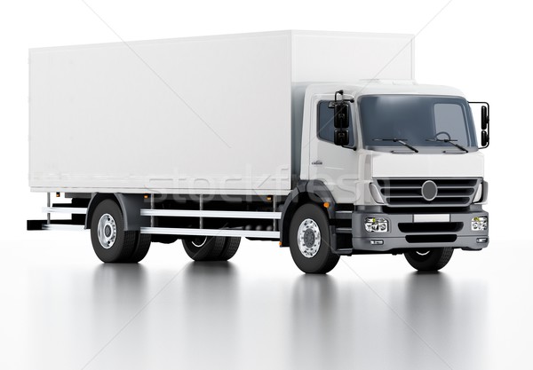 Foto d'archivio: Commerciali · consegna · carico · camion · rendering · 3d · isolato