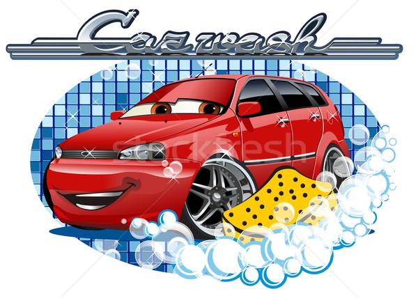 Car Washing sign with sponge Stock photo © mechanik