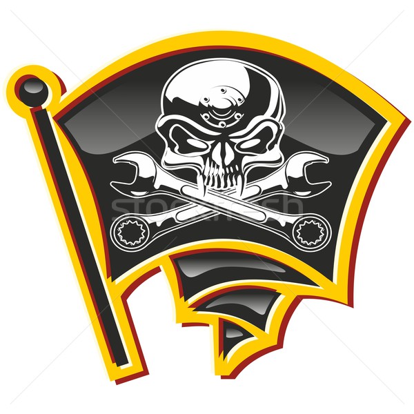 motor Jolly Roger badge Stock photo © mechanik